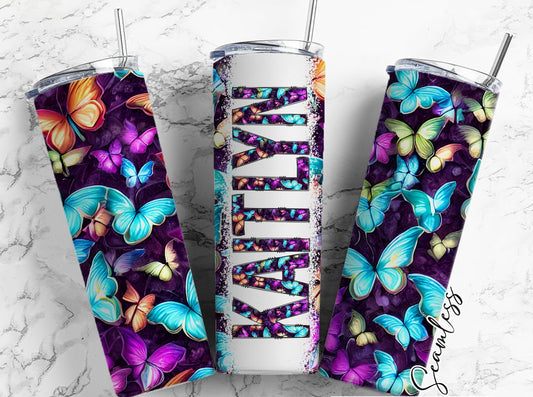 20oz Butterfly Name Tumbler